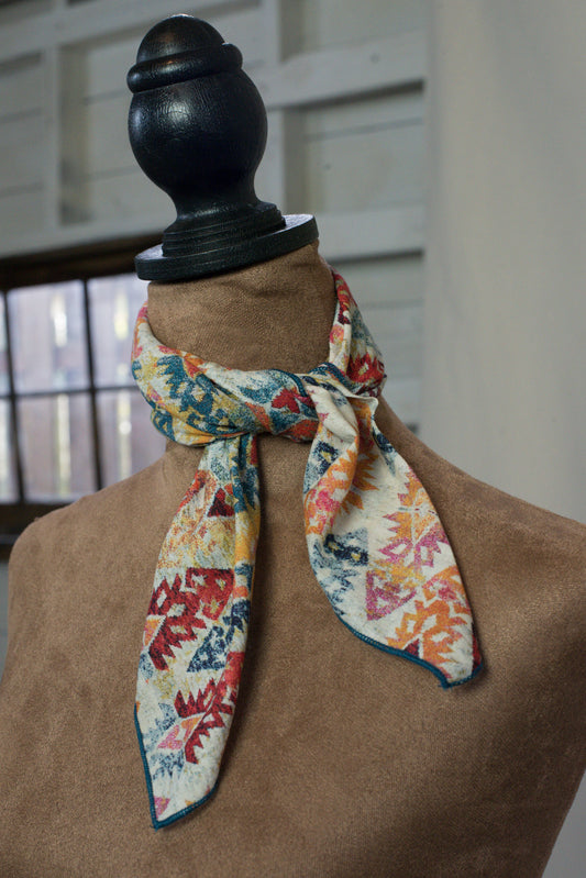 Bandana- Cream Ground Fancy Ikat
