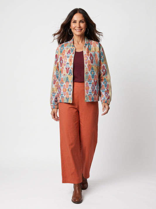 Quilted Bomber Jacket- Ikat