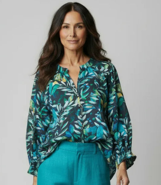 Cotton Button Front V-nk Shirt