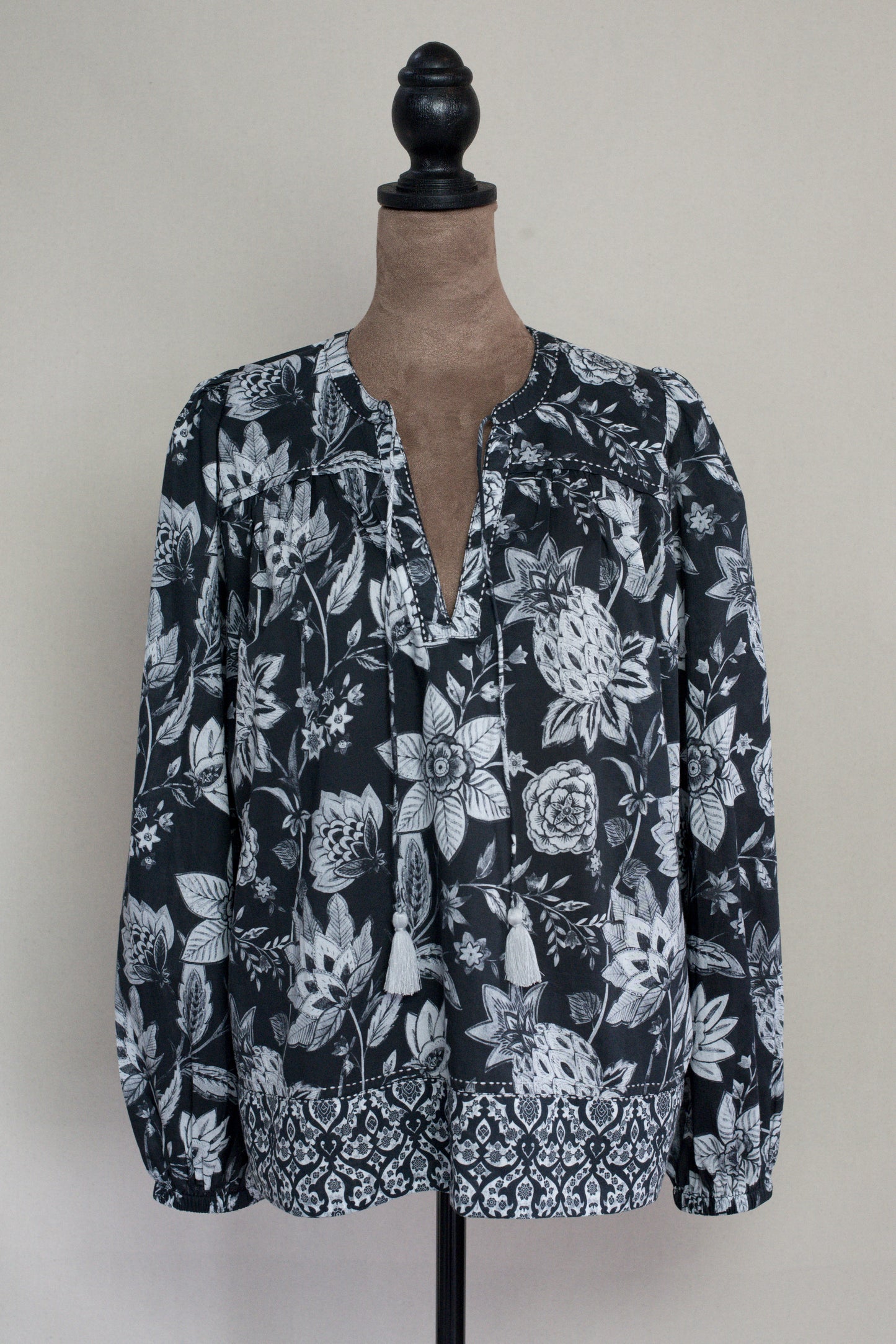 Cotton Tassle Tie Front Top