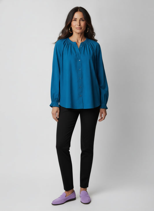 Cotton Poplin Shirt - Teal