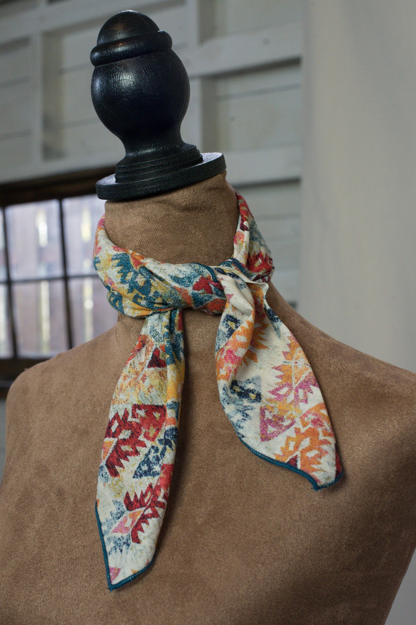 Bandana- Cream Ground Fancy Ikat
