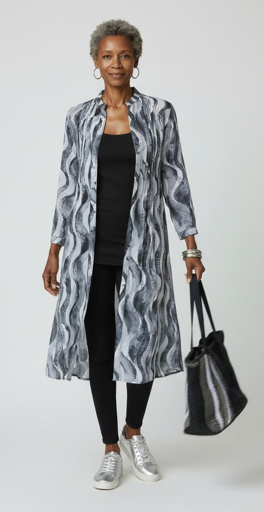 Flounced Cotton Shirtdress