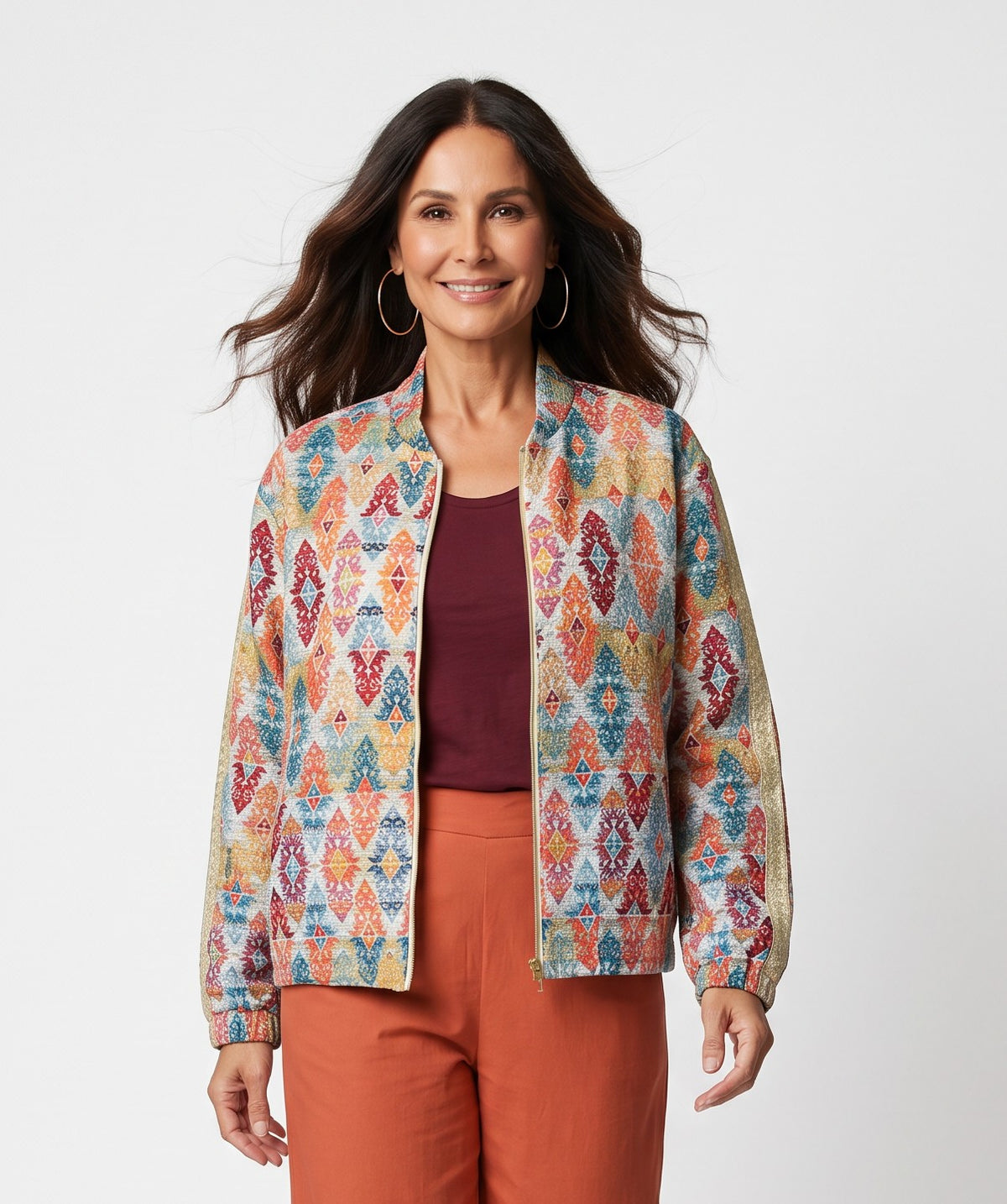 Quilted Bomber Jacket- Ikat