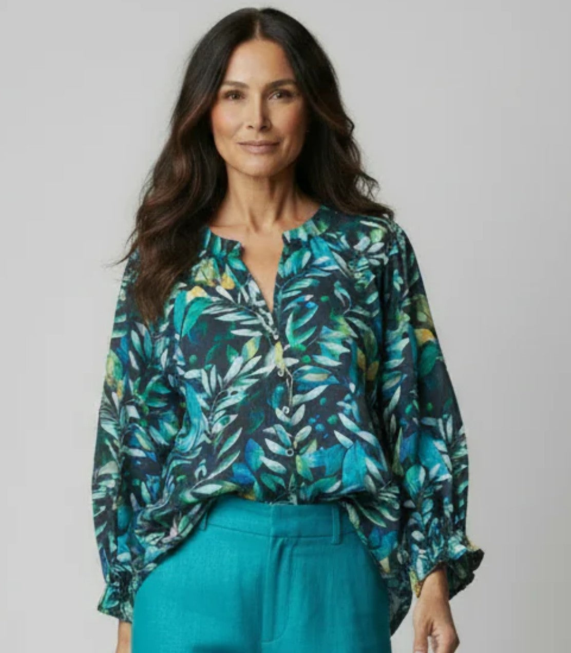 Cotton Button Front V-nk Shirt
