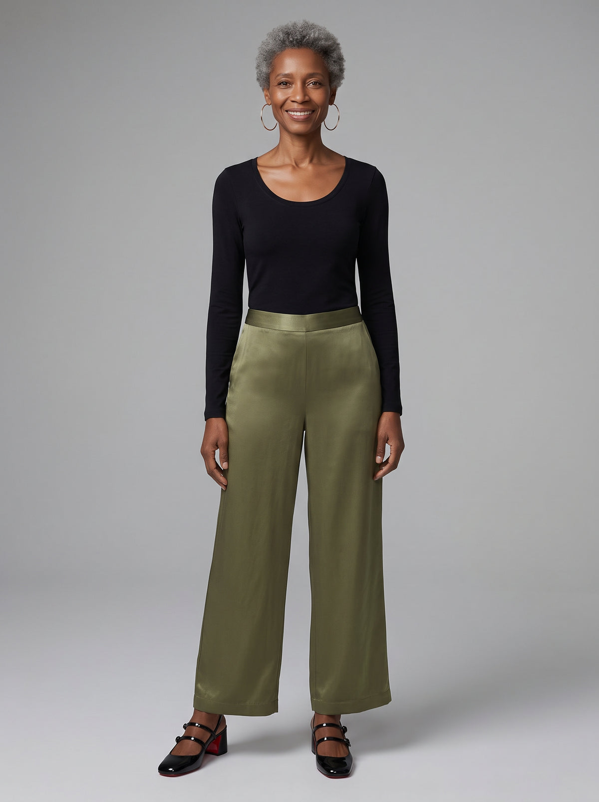 Sateen Cropped Wide Leg Pant - Citrine