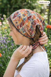 Bandana- Cream Ground Fancy Ikat