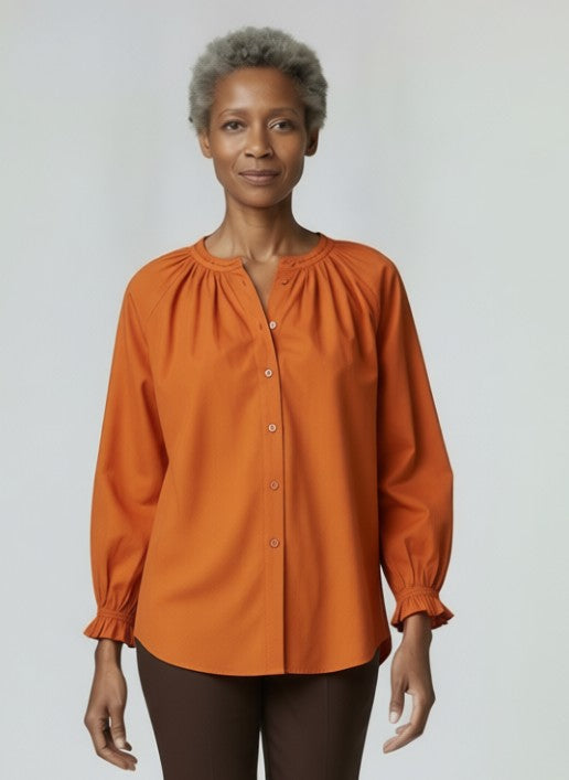 Cotton Poplin Shirt - Burnt Orange