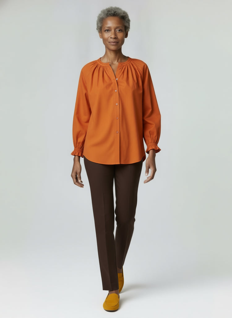 Cotton Poplin Shirt - Burnt Orange