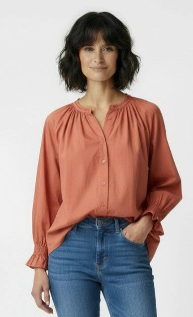 Shirred Raglan Sleeve Blouse