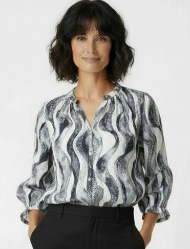 Cotton Button Front V-nk Shirt