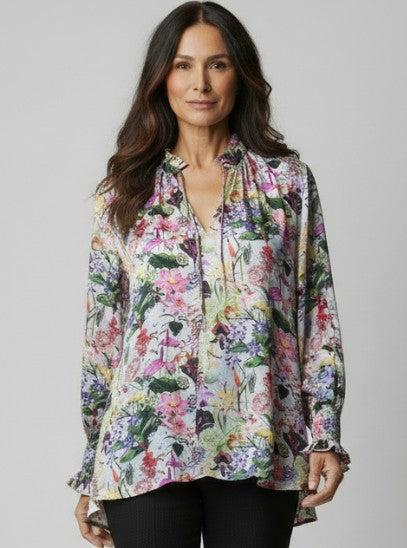 Smocked Cuff Tunic Top