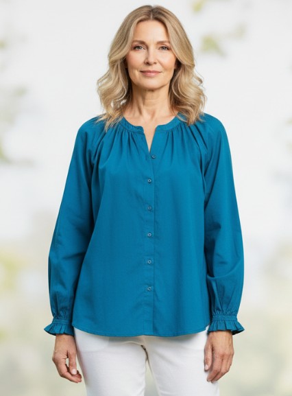 Shirred Raglan Sleeve Blouse