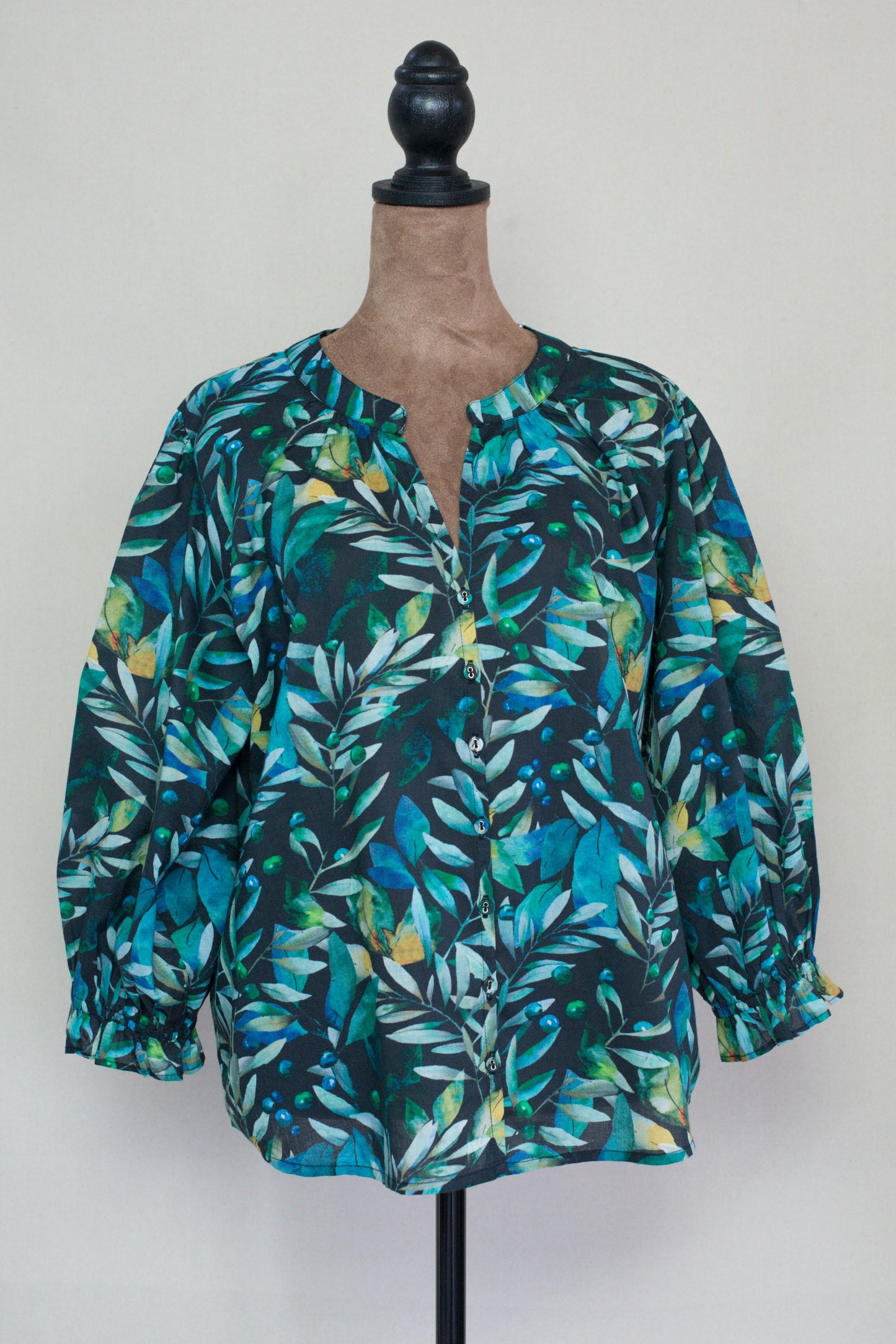 Cotton Button Front V-nk Shirt
