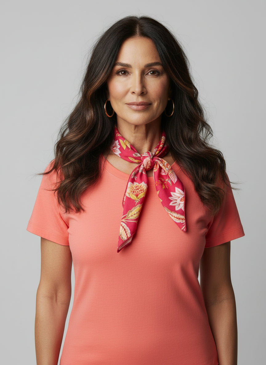 Bandana - India Floral -Raspberry