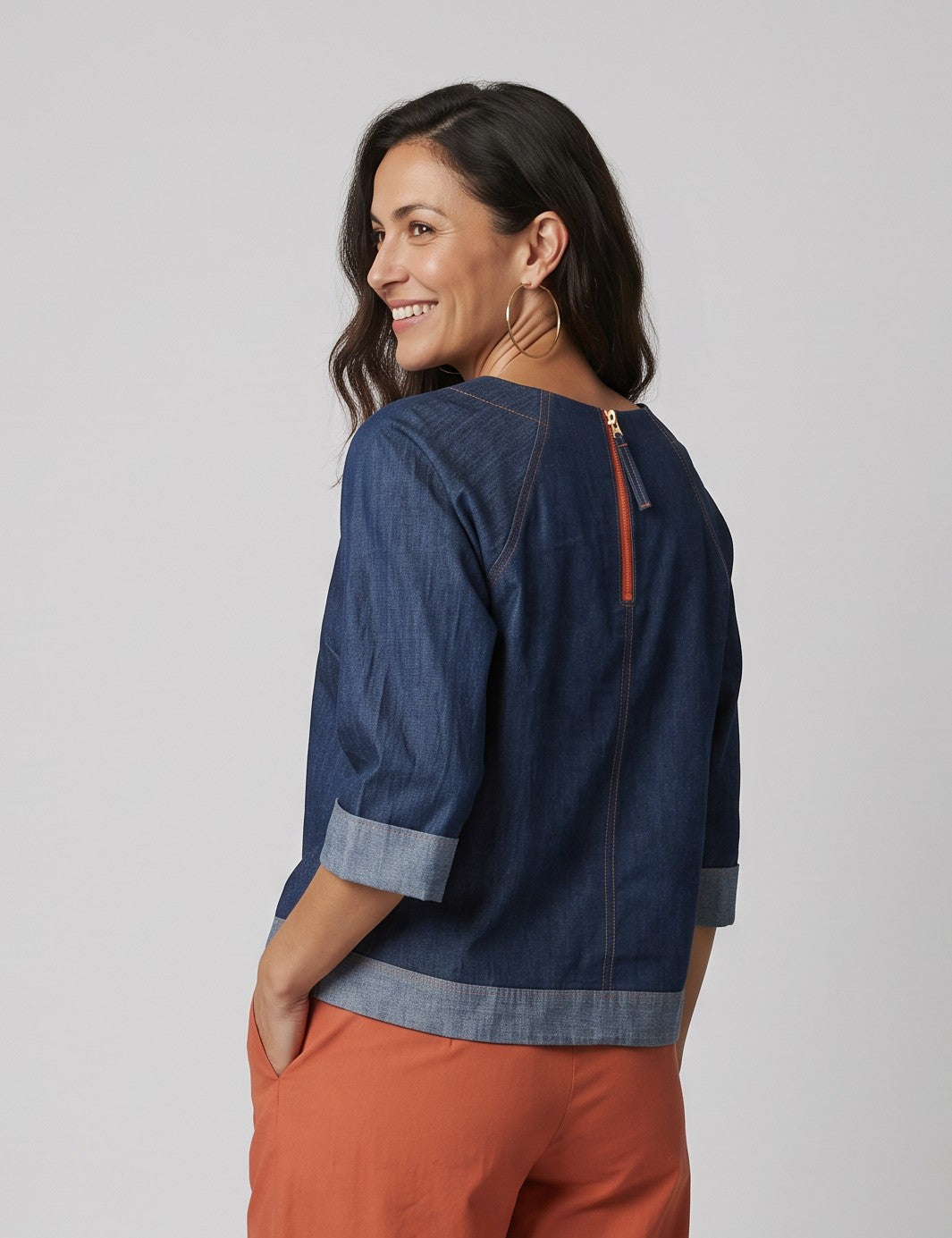 Denim 3/4 Sleeve Top