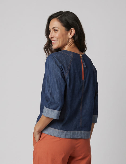 Denim 3/4 Sleeve Top