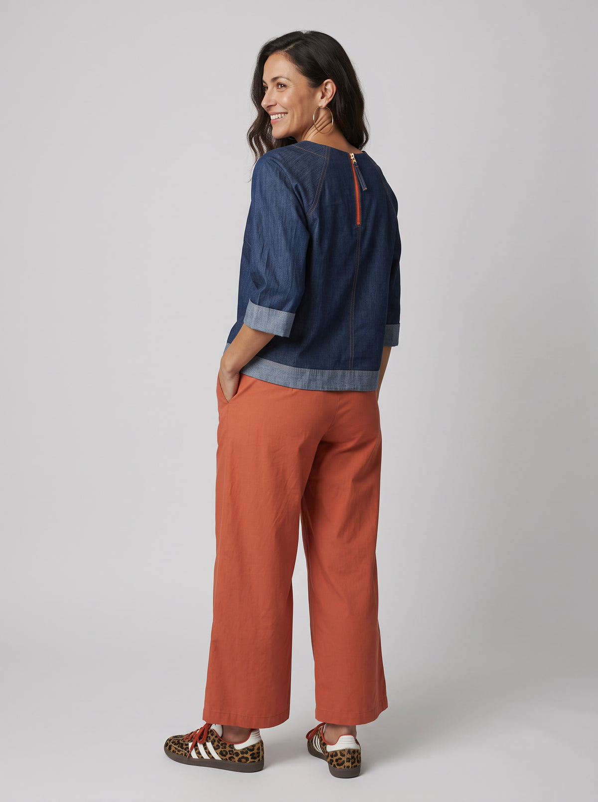 Denim 3/4 Sleeve Top