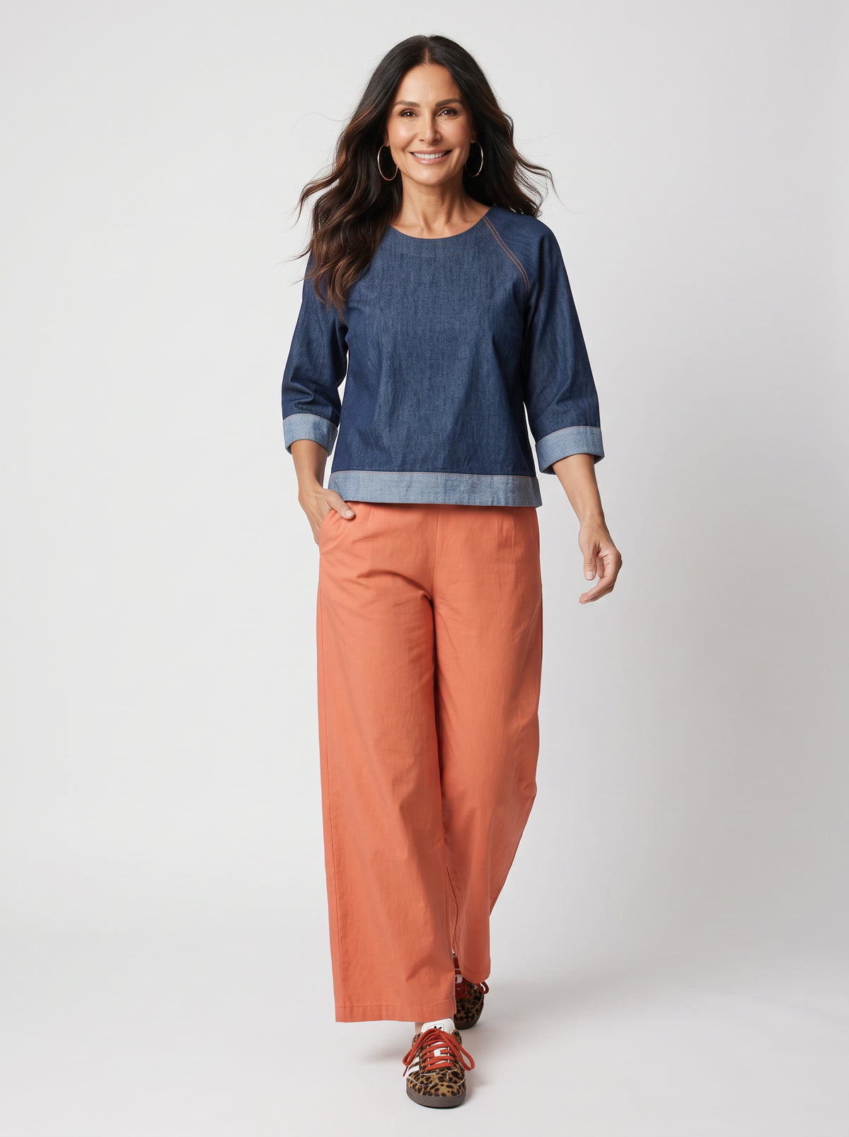 Denim 3/4 Sleeve Top