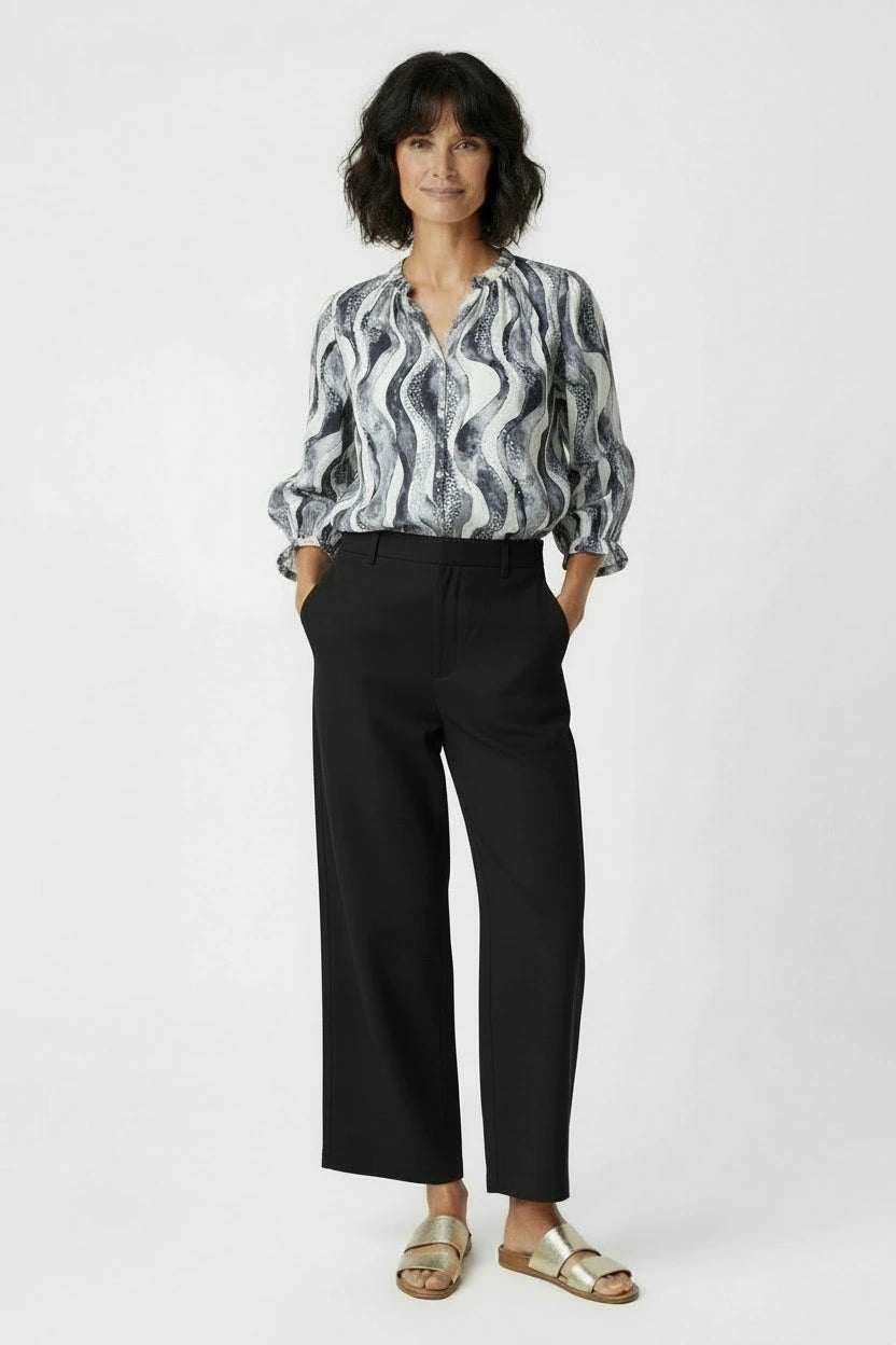 Cotton Button Front V-nk Shirt