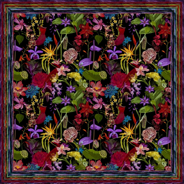 Silk Square Scarf- Midnight Tropicalia