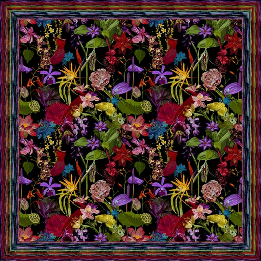 Silk Square Scarf- Midnight Tropicalia