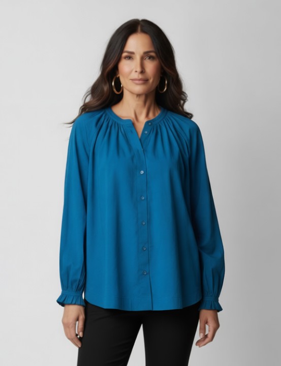 Cotton Poplin Shirt - Teal