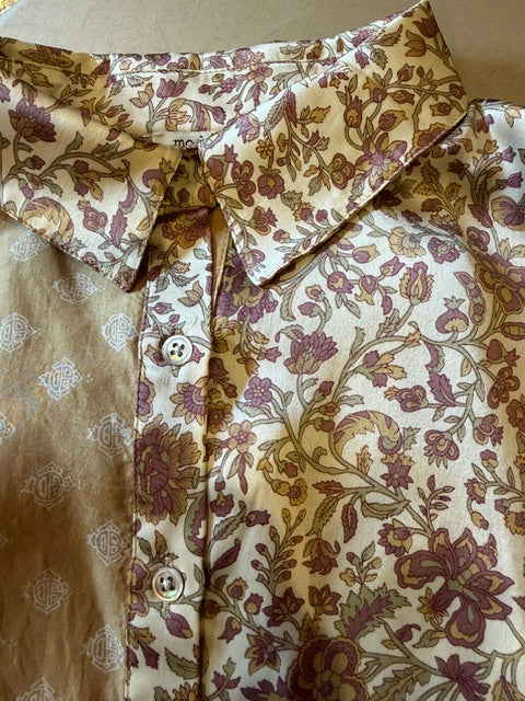 Silk Vintage Saree Big shirt- Tan Pink