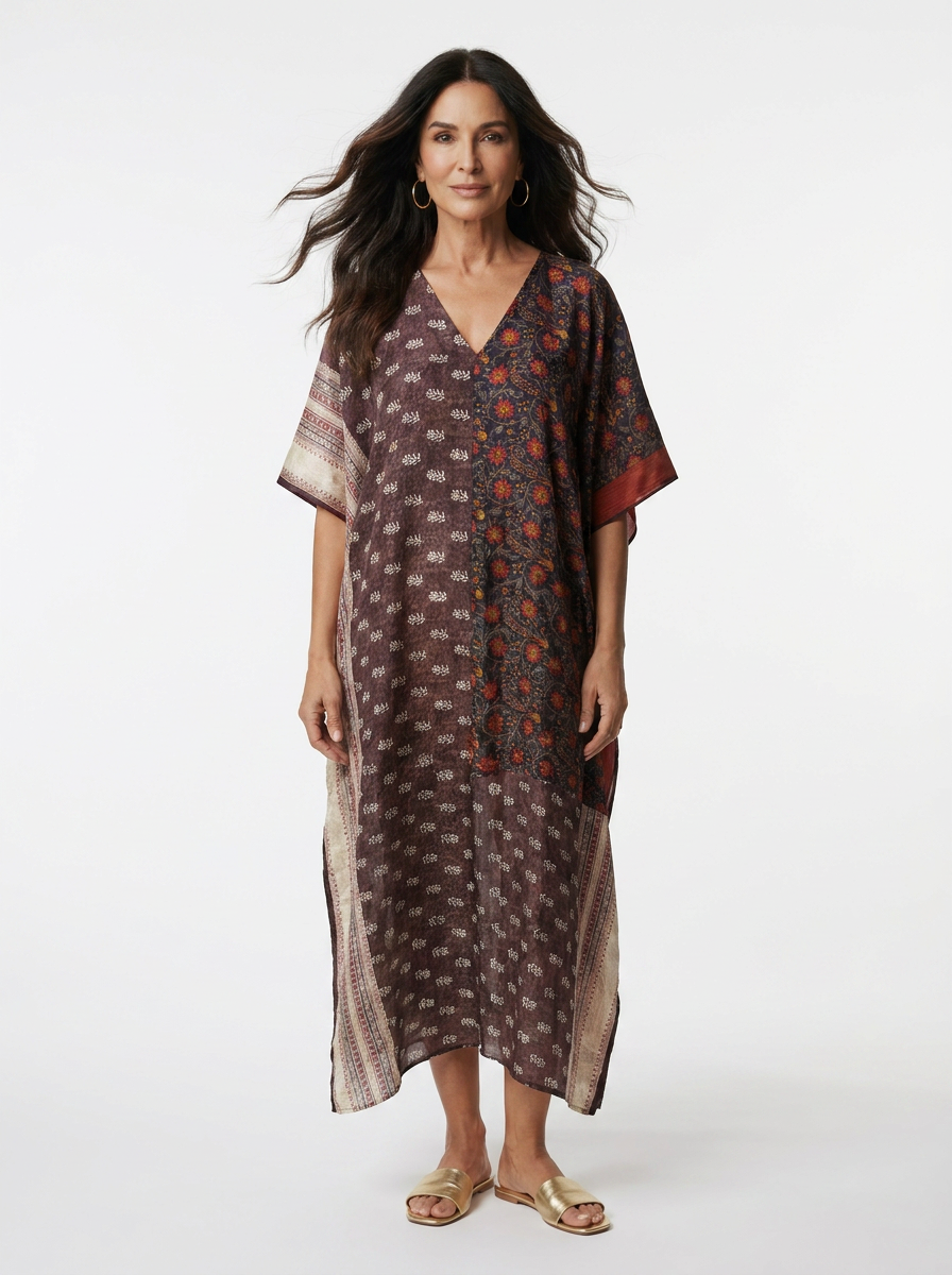 Classic Silk Caftan - Chocolate